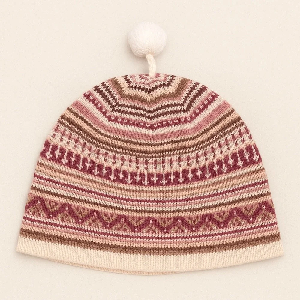 Columbia Sportswear Retro Fair Isle Beanie Hat Pom Poms Unisex O S Winter Snow